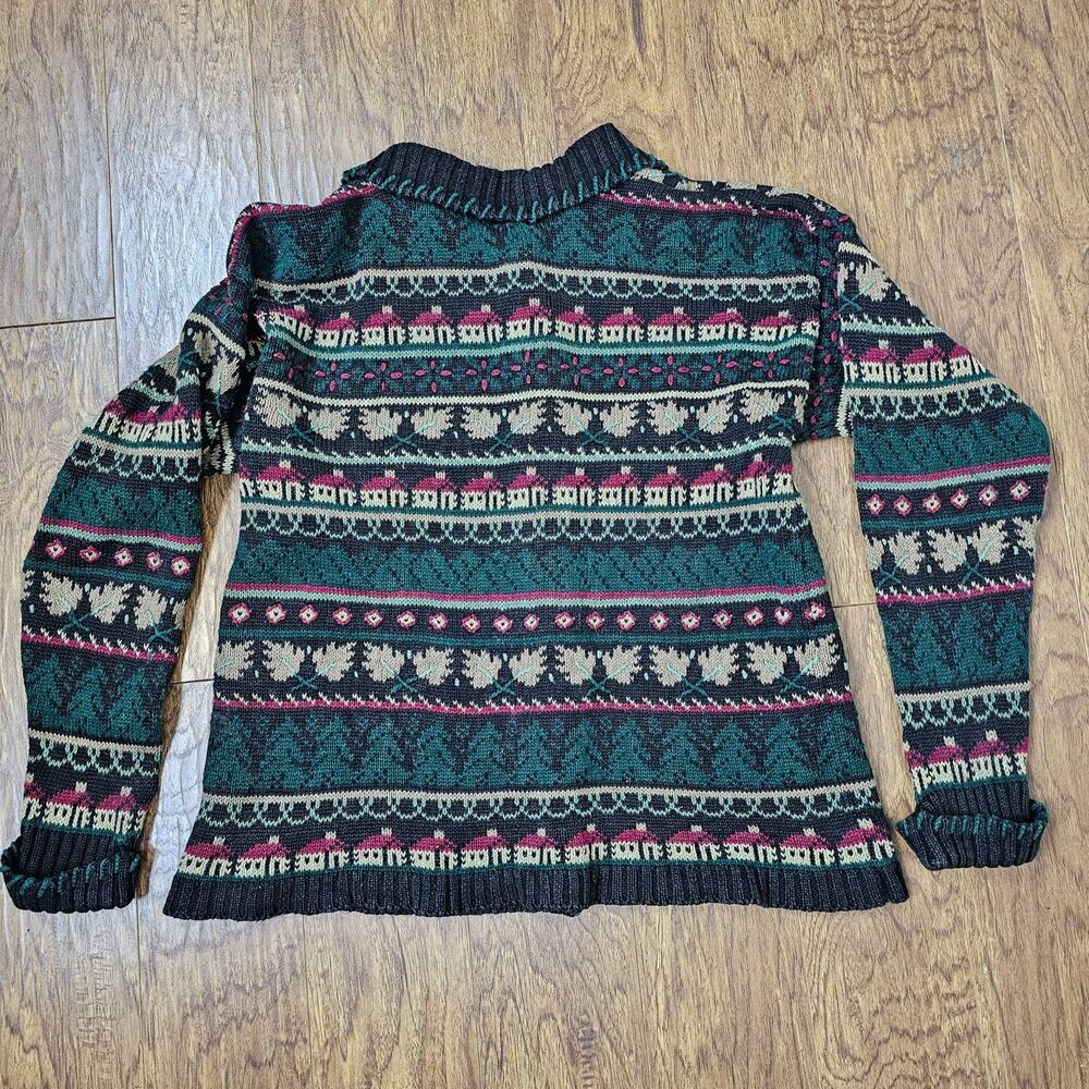 90s Vintage Signatures Northern Isle Hand Embroidered Button Up Sweater Size M - Picture 4 of 10